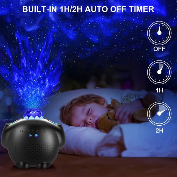 (Sort) Sky Star Projektor, 4 i 1 dynamisk LED lysprojektor