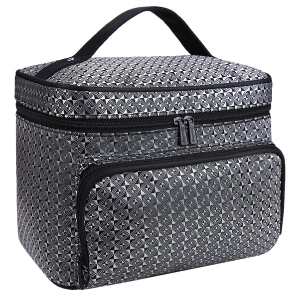 Damemode stor kosmetik makeup taske lynlås silver 22*16*17cm