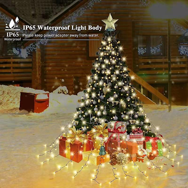 Christmas Tree String Lights, 2m*16 400LED Julelys med 8 moduser Vanntett Memory Timer Jul String Lights Ovn utendørs Christ Sunmostar
