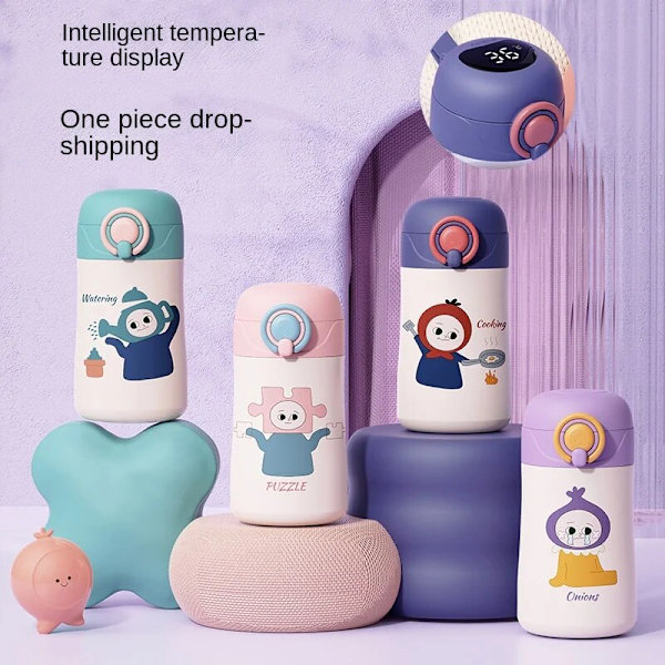 Rostfritt stål Smart Thermoscope Display temperatur Barnhalm blue does not show temperature