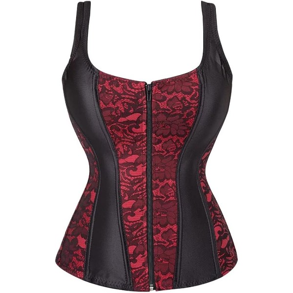 Korsetter för kvinnor Overbust Bustier Top Gothic Sexy Shoulder Red 2928 L