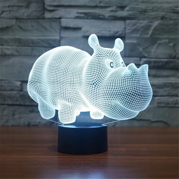 3D Optisk Illusion Flodhest Sensor Natlampe med Smart Touch