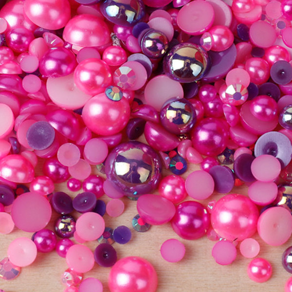 Halvperler til håndværk Flatback Pearls Beads Sæt til DIY Negle