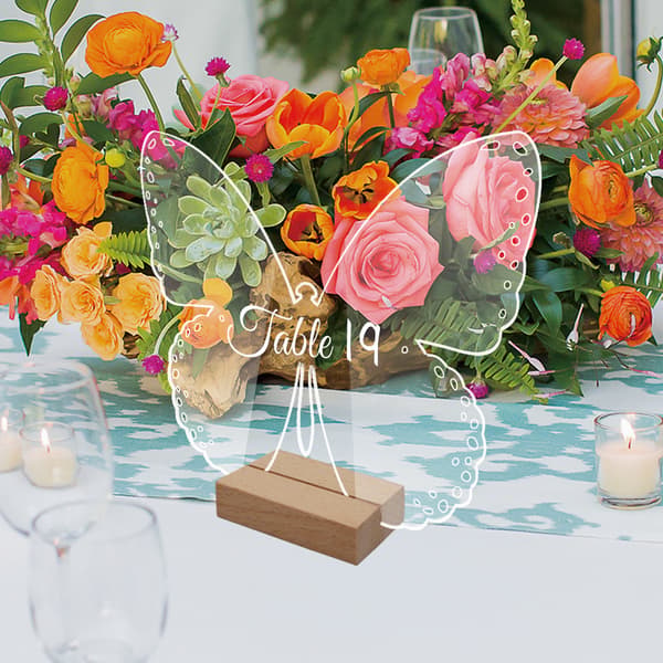 10 Akryl Middagstallerkener med Blomster Sommerfuglformet Base - Smal