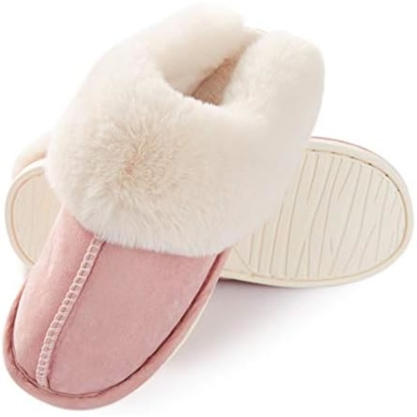 Naisten tohvelit Memory Foam Pehmeä Lämmin Slip On Kotitohvelit, Liukumaton Pehmo Sisä- ja ulkokäyttöön (Koko: Suuri)