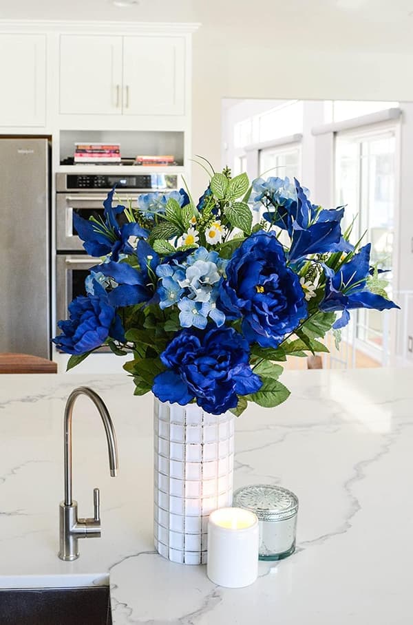 Vårblomst kunstige hortensia blomster, blå