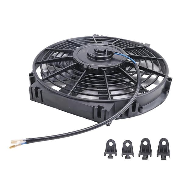 10 tommer 12V 80W 2100Rpm Universal Lige Sort Blad Elektrisk Køler Tank Ventilator Monteringssæt