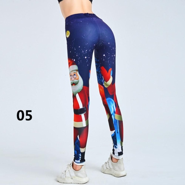 Dam Leggings Jultryck Workout Gym Byxor 01-L STORLEK