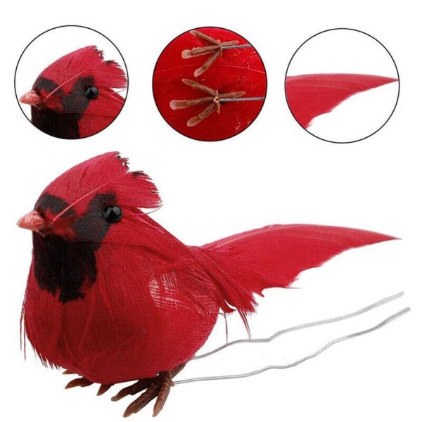 1/2/5 10st konstgjorda röda fåglar för centerpieces Home Garden Red Cardinals 9x4cm 1Set