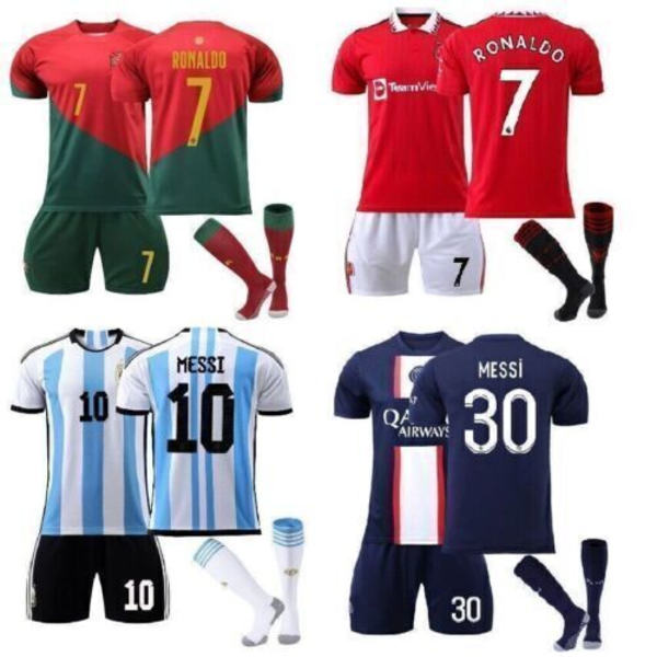 Nya Pojkar Barn Barn Fotboll Kit Kort Skjorta Socka Set Fotboll 22-23 portugal #7 28/(12-13 years)