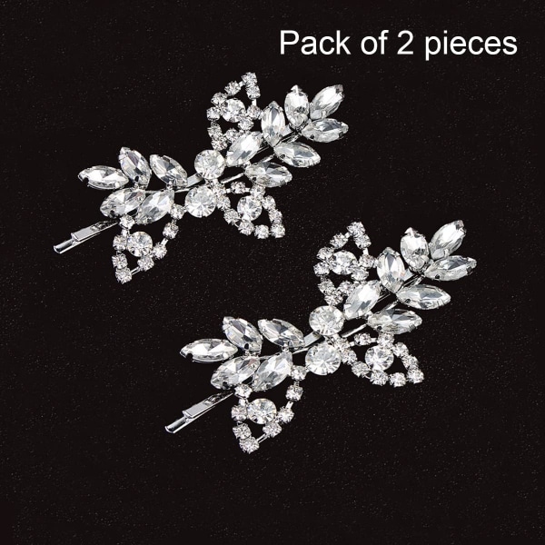 Rhinestone Brudhårklämmor Blad Bröllop Hårnålsbrud