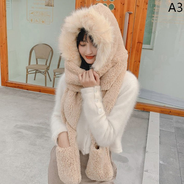 2022 New Fashion Scarf Hat Handske 3-delad Dam e Plush Winter W A3