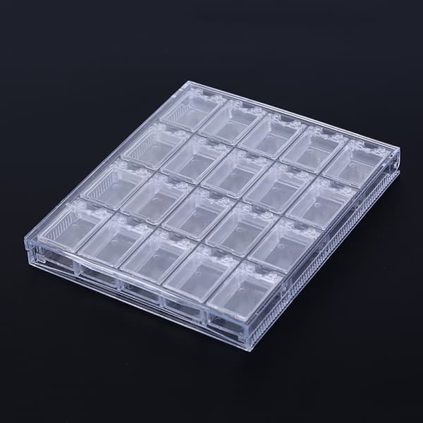 20 rutnät Clear Nail Art Display bricka Glitter Rhinestone Decor S