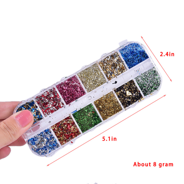 8g Nail Art Glitters Snowflake Paljetter Rainbow Laser Nail CBH