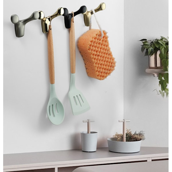 Creative Modern Personality Zinklegeringskrok Nordic Wall Krok för badrumsgarderob (Typ E - Mattsvart *2ST)