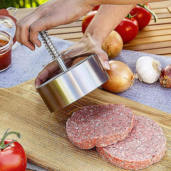 Hamburgerpress, premium hamburgerpress i rostfritt stål, justerbar hamburgerbiffmaskin (1 st)