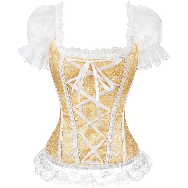 Korsetter för kvinnor Overbust Bustier Top Gothic Sexy Shoulder 8108yellow 4XL