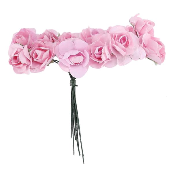144 st Mini Små Pappers Konstgjorda Knoppar Blommor DIY Hantverk Bröllopsdekor Hem, Ljusrosa