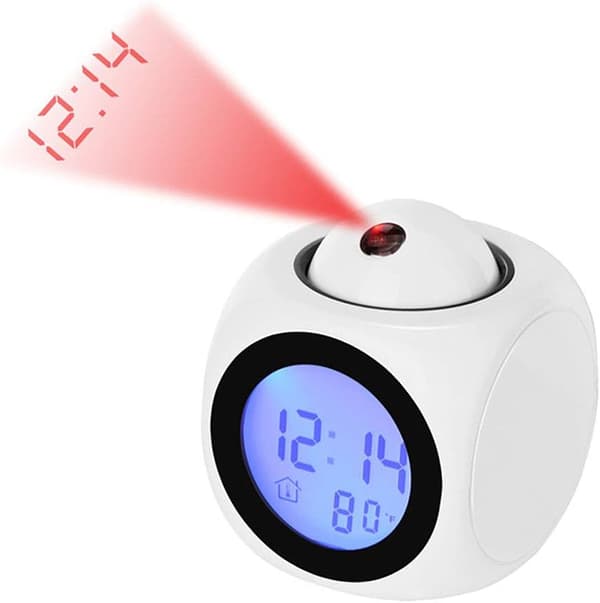 Digital projeksjonsklokke stille LED-vekkerklokke 12/24t tak Pr