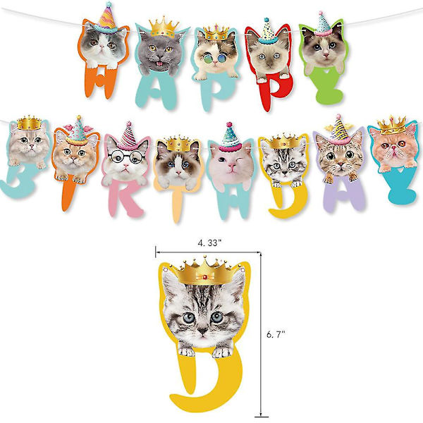 Katt Ansiktsmönster Bunting Garland Hängande Dra flagga för Pet Tema Party