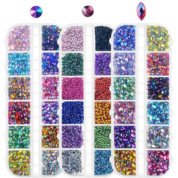 1/2/3/5 3-sett Tidløs Klassisk Neglekunst Strass Med Medium 1PCS