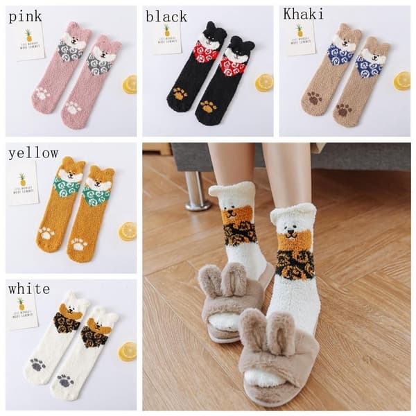 Koralliset samettisukat Cashmere Sox Paksuuntuvat KHAKI