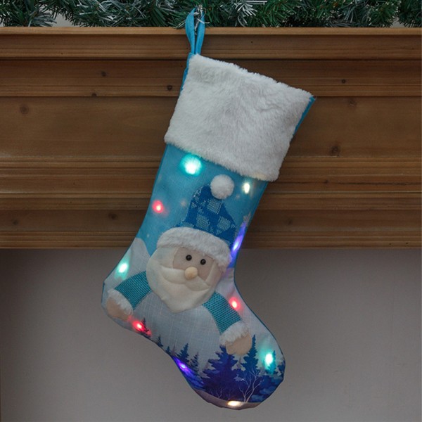 Stora julstrumpor Blå broderad godispåse Xmas Elementstrumpa Personlig julklapp till familjens land null - B