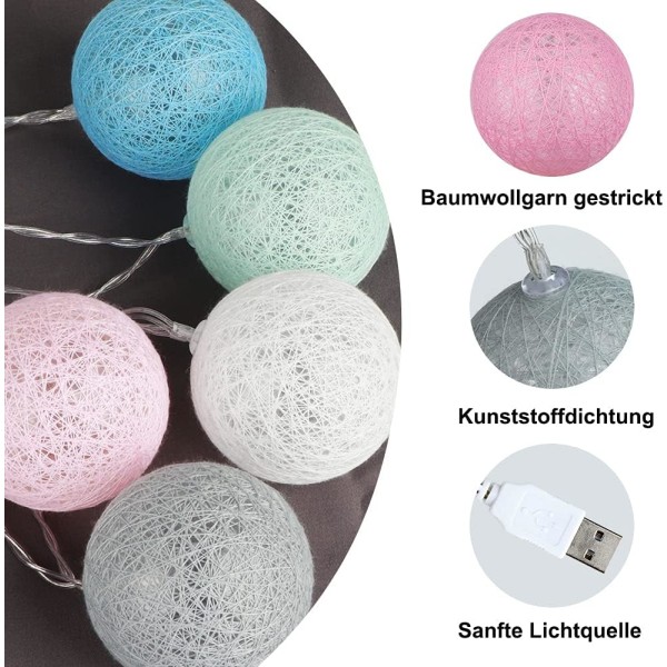 Puuvillapallovalosarja, joulukoriste sisätiloihin, 3M 2