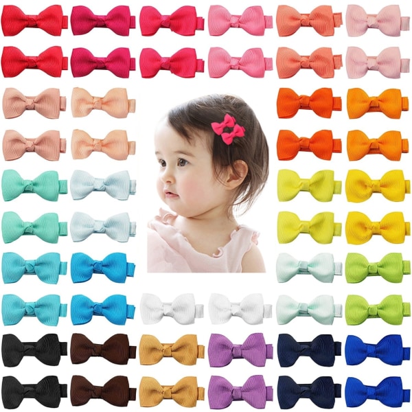 Färgglada hårspänne Rosett Hårspännband Bandklämmor 25 färger- Spädbarns dagliga hårspänne hästsvansdekorationer