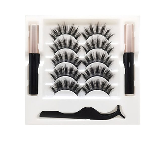 Magneettiset ripset ja eyeliner-setti, 5 paria luonnollisen näköisiä irtoripsiä magneettisella eyeliner-pinsetillä, helppo levittää 8