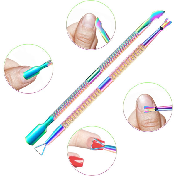 Cuticle Pusher Remover Cutter Nipper Sax Pusher Skalare Scraper Dead Skin Clipper Manikyr Pedikyrverktyg (färgglada)