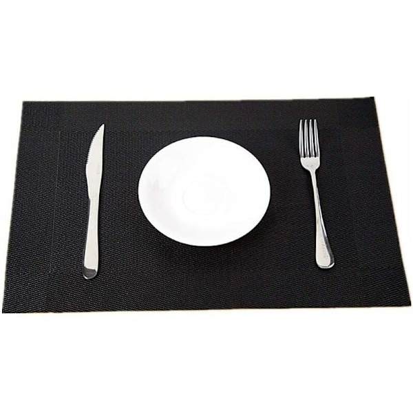 4st (svart) Tvättbara PVC bordstabletter bordstabletter, rektangulärt papper