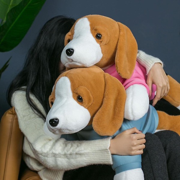 Søt naturtro Beagle Hund Plysjleketøy Realistiske kosedyr Hund Barn Hjeminnredning Dyrebutikk Bursdagsgave Jente Valentinsgave Beagle dogs pink 60cm