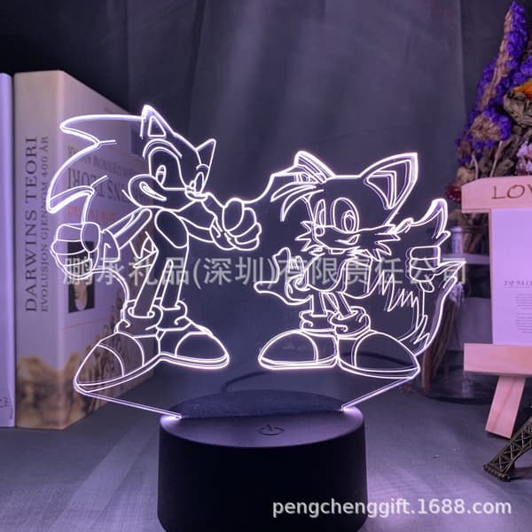 Sonic 3D Night Light LED Färgglada färgskiftande black base YX11
