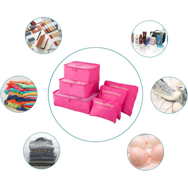 6-pack resväska Organizer Resekläder (rosa) rose