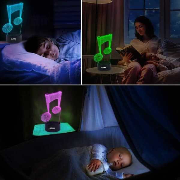 3D Natlampe Noteform 2D Bordlampe til musikguitar kærlighed