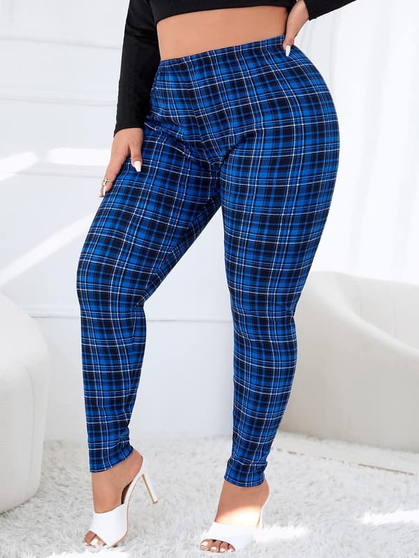 Dam Plus ize Rutiga Leggings med hög midja kinny Byxor S