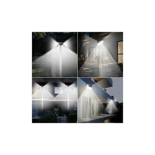 Sett med 2 Solcelle Flomlys med Bevegelsessensor 100LED Fyrsidet Lys Solcelle Vegglampe