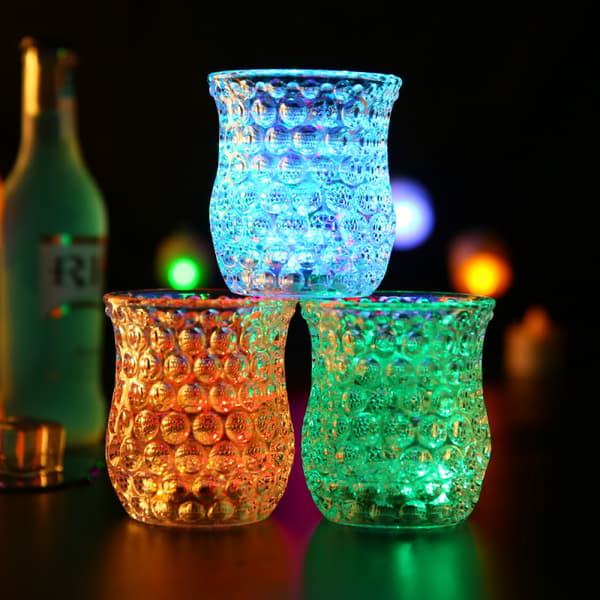 Blinkende kopp i honeycomb-form, LED-blinkende kopp Lyskopp, LED-vannsensorkopp