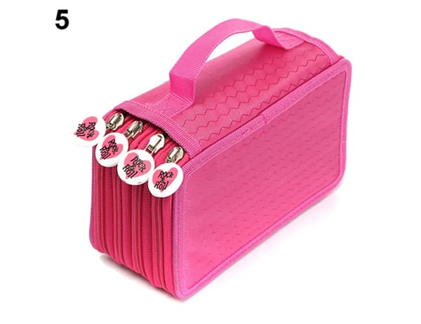 Kapacitet Penna Case Box Stationär skolmaterial Makeup Förvaringsväska-Rosa