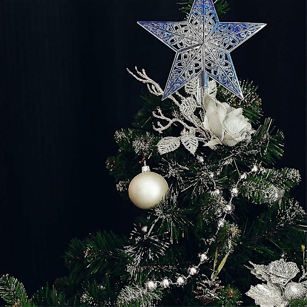 Juletræsstjerne Glitter Xmas Tree Topper udhulet