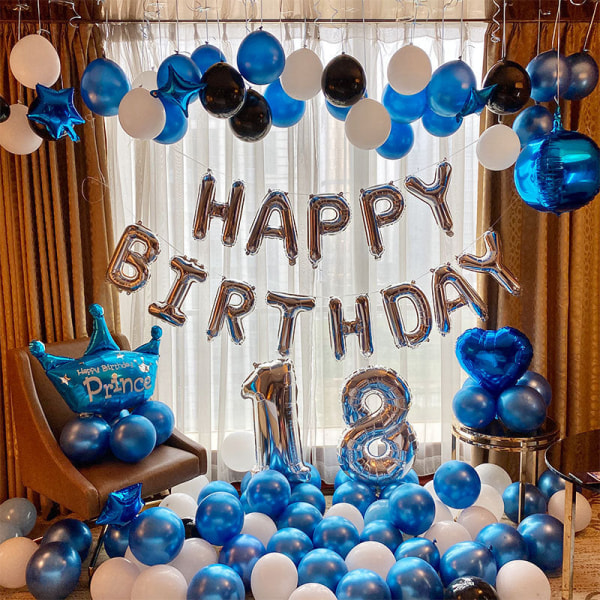 Jul dekorativ rund ballong romantisk bekännelse ädel stil blå tema party set Noble style blue A