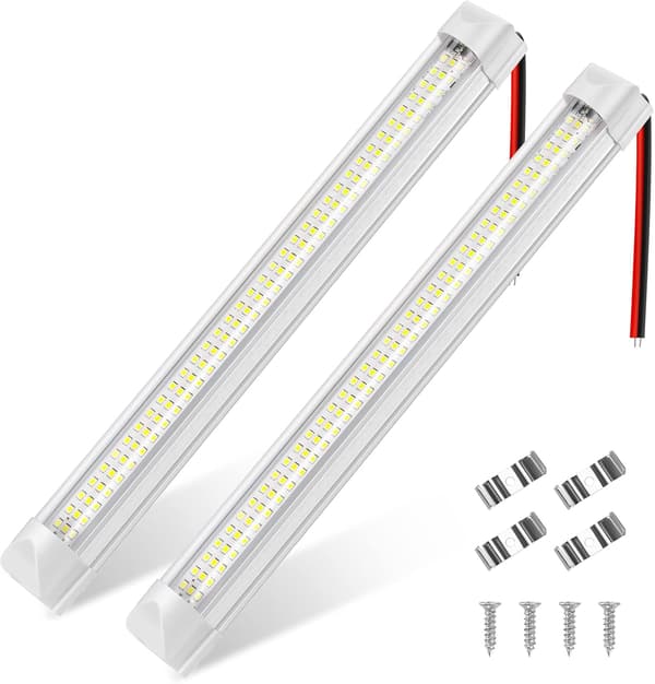 2 stk 12V LED Innvendig Lyslist Bilbelysning 108LED med På/Av