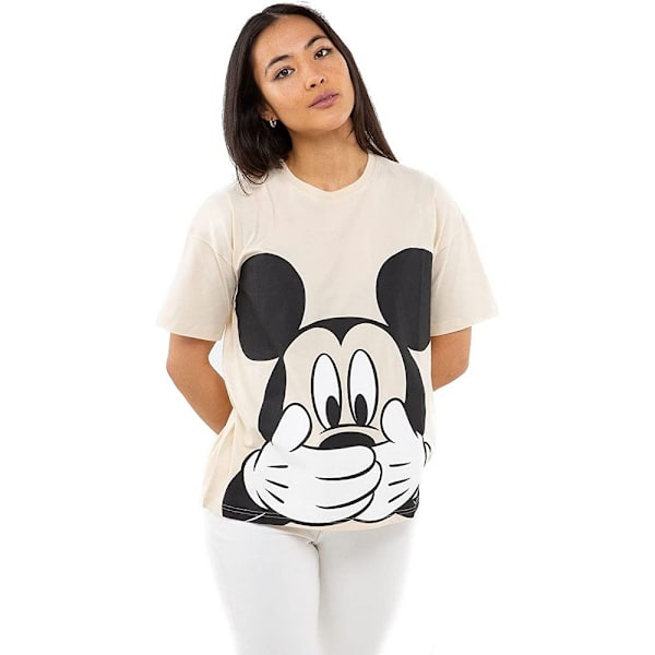 Disney T-shirt til damer/kvinder Don´t Speak Mickey Mouse Sand/Blå Sand/Black L
