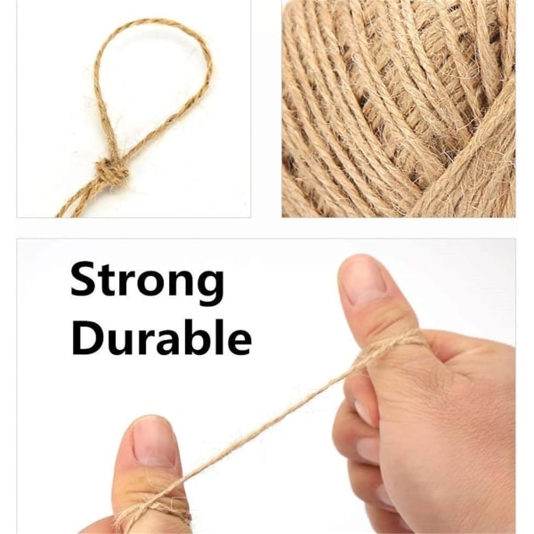 50 meter 2 mm 3-lags Burgunder Jute Snor, Jute Garn Snor, Assortert Farge Hamp