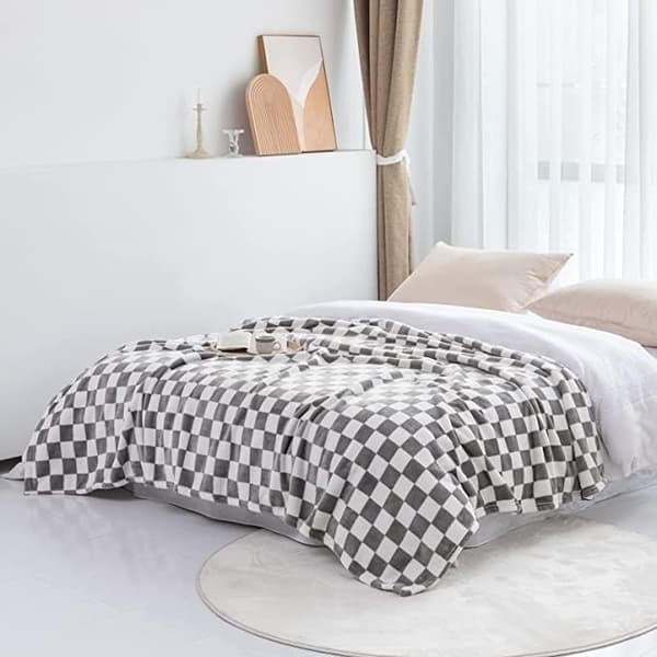 Gråt blødt tæppe flannel sofatæppe blødt (70x100 cm)