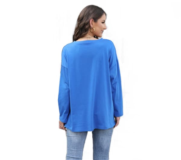 Loose Drop houlder leeve V-Neck olid Top S