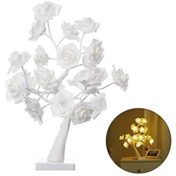 LED White Rose Tree Light Juletrelys varmhvit 45cm