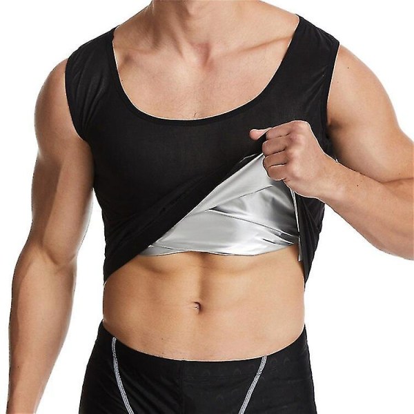 Herr Shapewear Waist trainer Hot Bastu Kostymer Termo Sweat Linnen Body Shaper Slimming Underkläder Kompressionsträningströja,silve L XL