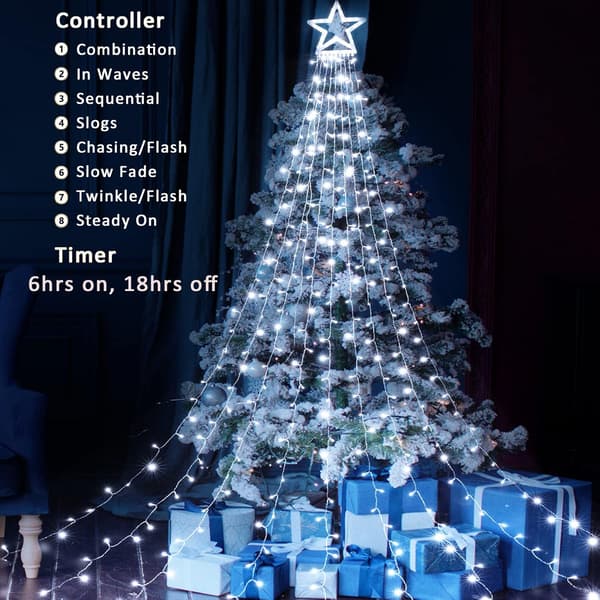 317 LED Julelys Girlander, Diameter 32cm Stjernelys Gardin